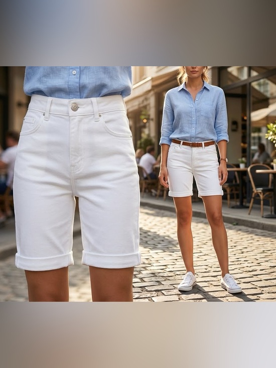 d. jeans Pants - d. jeans White Mid-Length Cuffed Women's Shorts NWT Size 10